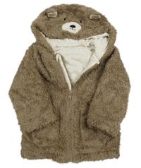 Hnědá chlupatá propínací podšitá mikina s kapucí George 