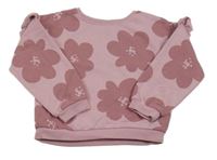 Růžová květinová mikina Tu