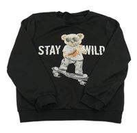 Čierna mikina s medvedíkom Shein