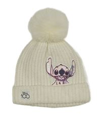 Smetanová žebrovaná čepíce se Stitchem a bambulí George