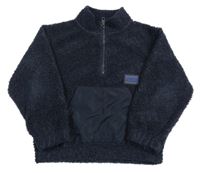 Tmavomodrá huňatá mikina se stojáčkem Name it