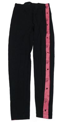 Čierne legíny s pruhom a nápismi Y.F.K.