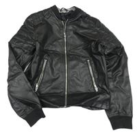 Čierna koženková crop bunda H&M