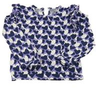 Fialovo-biele tričko so srdiečkami a volánikmi WE