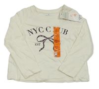 Nové -Smetamové triko s mašlí Primark