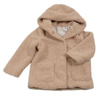 Světlerůžová huňatá podšitá bunda s kapucí Nutmeg