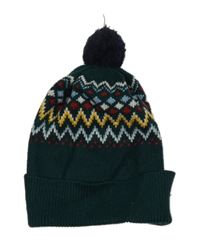 Tmavozeleno-barevná vzorovaná čepice s bambulí H&M