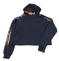 Tmavomodrá crop mikina s kapucí Adidas