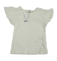 Nové - Biele rebrované tričko s volánikovymi rukávy H&M