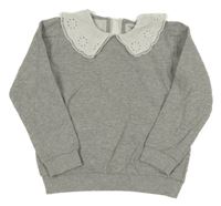 Šedá melírovaná mikina s límečkem s madeirou Nutmeg