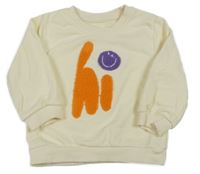 Smotanová mikina s nápisom a smajlíkom