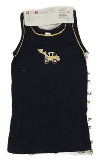 Nové - 2x tmavomodro/šedý nátělník s bagry Topolino