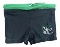 Tmavošedo-zelené nohavičkové plavky s číslom