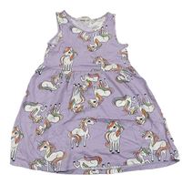 Lila bavlnené šaty s jednorožcami H&M