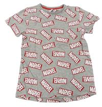 Sivé tričko s logy Marvel