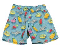 Modré plážové kraťasy so žralokmi Primark