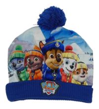 Modrá plyšovo-pletená čepice s Paw Patrol 