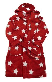 Červeno-bílý hvězdičkovaný chlupatý župan s páskem John Lewis 