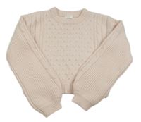 Světlerůžový vzorovaný crop svetr Leigh Tucker