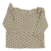 Béžové triko se srdíčky a volánky Next