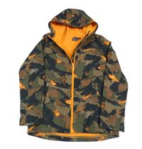 Béžovo-čierno-oranžová army šušťáková bunda s kapucňou Mountain Warehouse