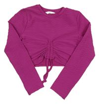 Tmavoružové vzorované crop tričko Matalan