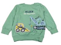 Zelená mikina s bagrami Topolino