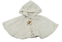 Bílé plyšové pončo s kapucí