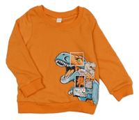 Oranžová mikina s dinosaurom