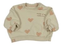 Smotanová rebrovaná oversize mikina so srdiečkami George