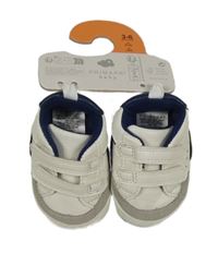 Nové - Bílo-tmavomodré koženkové capáčky Primark vel. 17