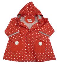 Červená nepromokavá parka s puntíky a odepínací kapucí Playshoes