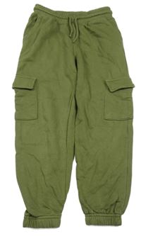 Khaki cargo tepláky s vreckami