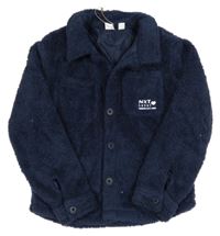 Tmavomodrá huňatá podšitá bunda L&D