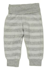 Sivo-biele pruhované zamatové nohavice