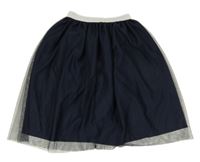 Tmavomodrá tylová sukňa so strieborným pasom Hallys