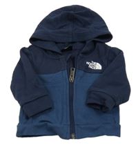 Modro-tmavomodrá propínací mikina s logem a kapucí The North Face