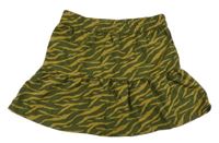 Kaki-olivová vzorovaná sukňa