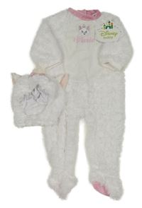 Kostým - 2set - Bílo-růžový kožešinový overal + čepice - Marie Disney