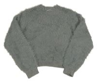 Sivý chlpatý crop sveter Zara