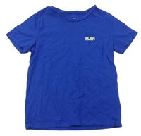 Cobaltovoě modré tričko s nápisom H&M