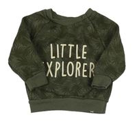 Khaki mikina s listy a nápisy PRIMARK