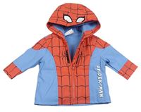 Světlemodro/červená pogumovaná jesenná bunda s kapucí - Spider-man MARVEL