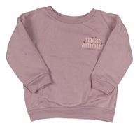 Starofialová mikina s nápismi a srdiečkami zn. PRIMARK