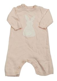 Svetloružový pletený overal so zajačikom mamas&papas