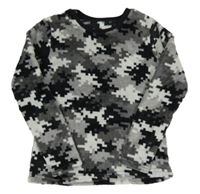 Sivo-bielo-čierna army plyšová mikina Nutmeg