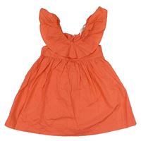 Lososové plátenné šaty s volánikom H&M