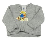 Nový - sivý melírovaný pletený prepínaci sveter Angel Kids