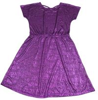 Purpurové melírované metalické úpletové šaty bpc