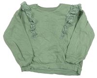 Olivová oversize mikina s čipkou George